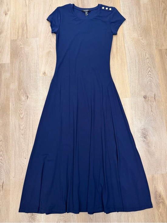 Lauren Ralph Lauren Navy Maxi Dress with Gold Shoulder Buttons Lauren Ralph Lauren Navy Maxi Dress with Gold Shoulder Buttons
